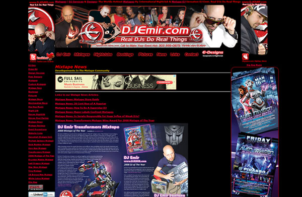 DJ Emir Santana Red and Black Website Design Template Preview